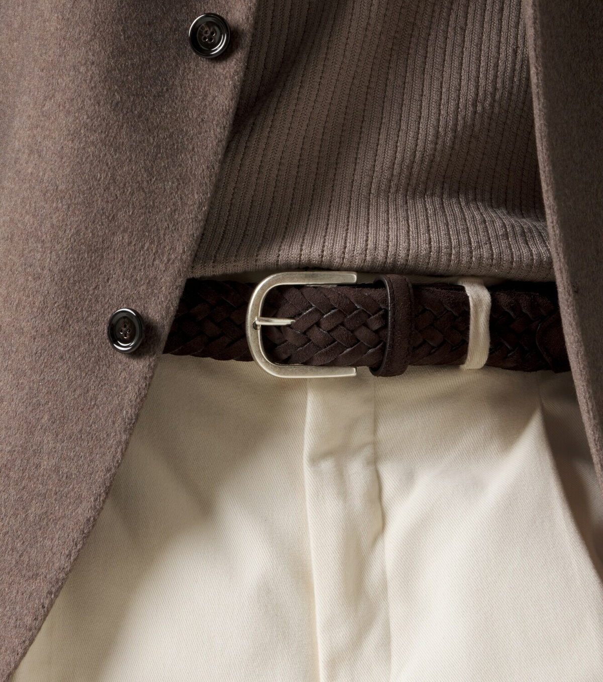 Canali Braided suede belt