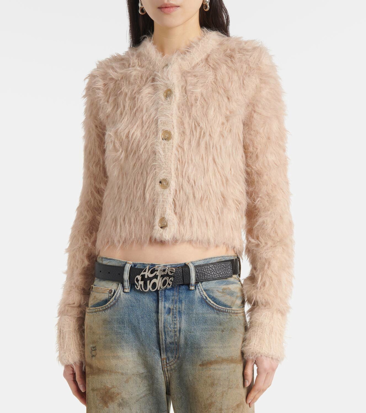 Beige Cozy Faux Mink Cardigan main image 1