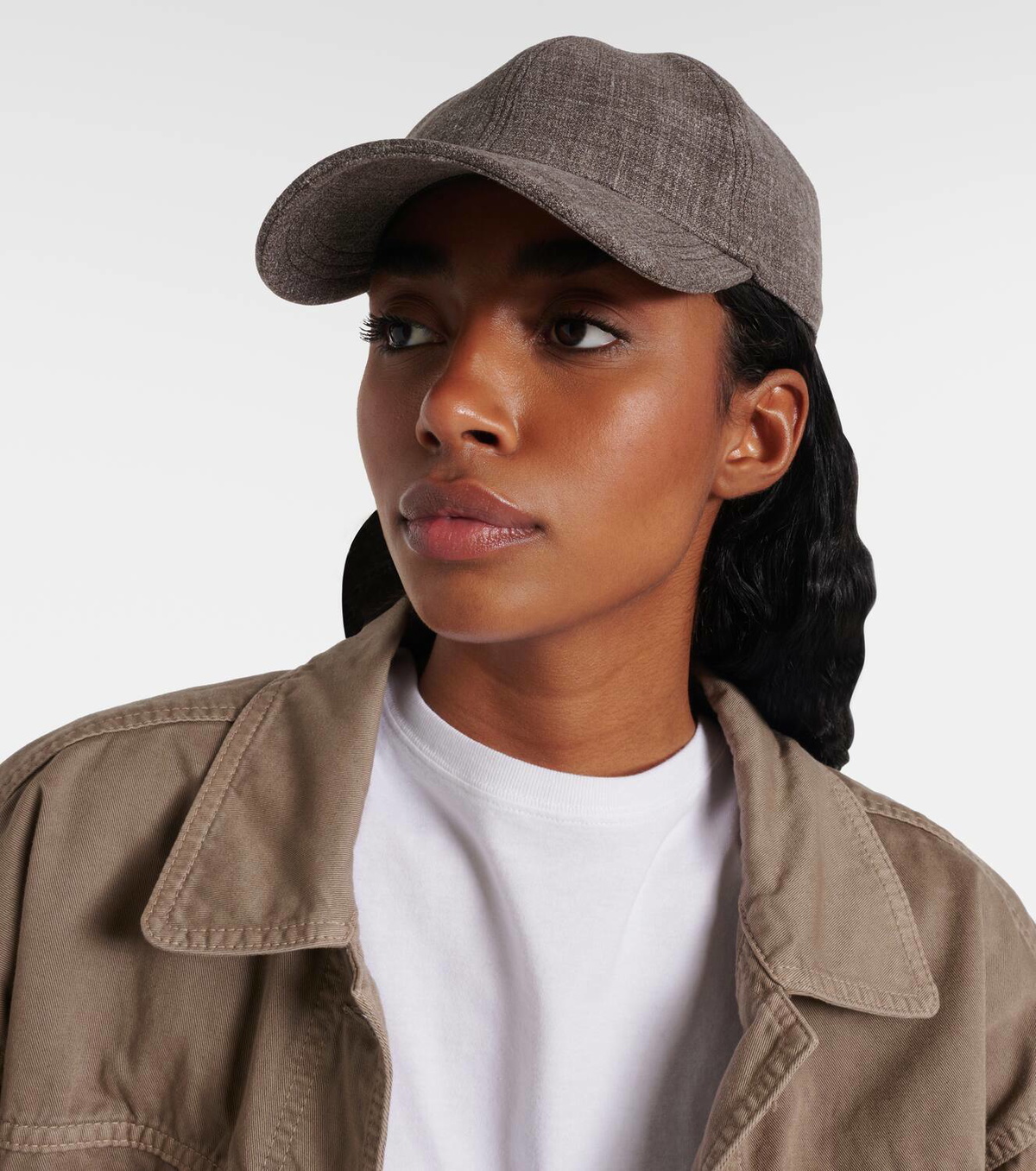 The Row Caspian silk, linen, and wool baseball cap