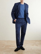 J MUESER - Knitted Cotton T-Shirt - Blue