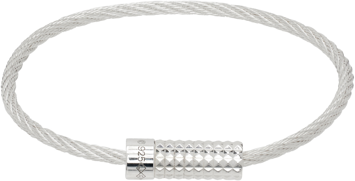 Le Gramme Silver Pyramid Guilloché Cable 'Le 9g' Bracelet