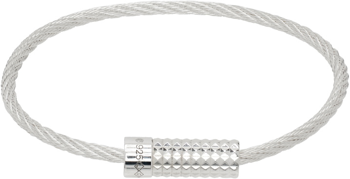 Photo: Le Gramme Silver Pyramid Guilloché Cable 'Le 9g' Bracelet