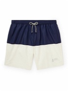 Brunello Cucinelli - Straight-Leg Long-Length Colour-Block Swim Shorts - Blue