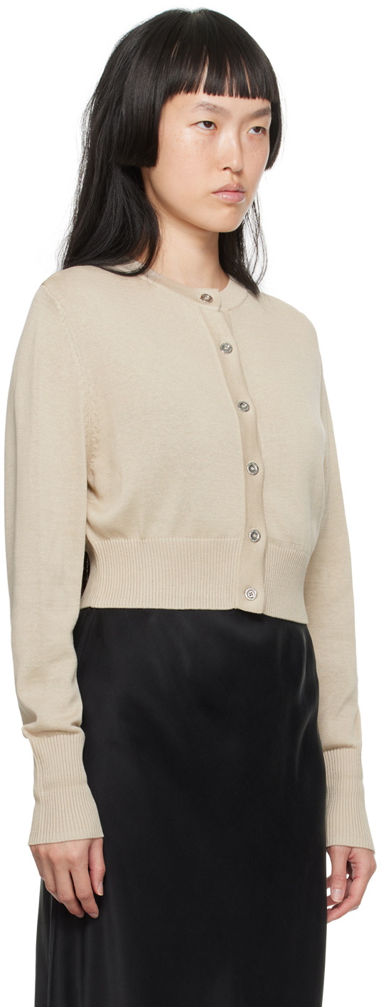 Silk Laundry Tan Cropped Cardigan