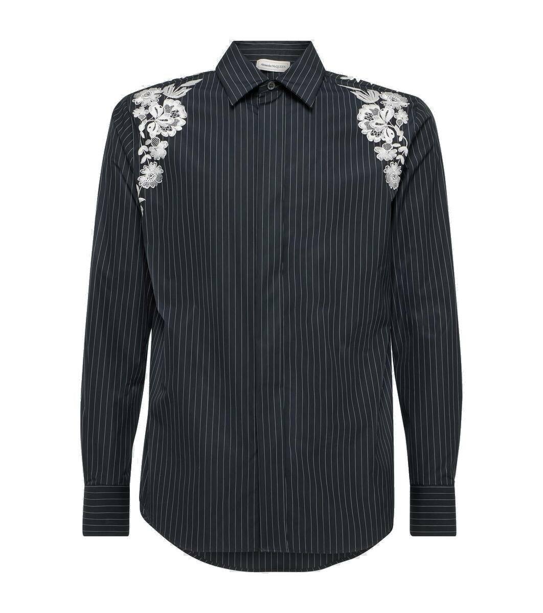 ALEXANDER MCQUEEN Size XS Grey White Stripe Cotton Button Up Short Sleeve Shirt