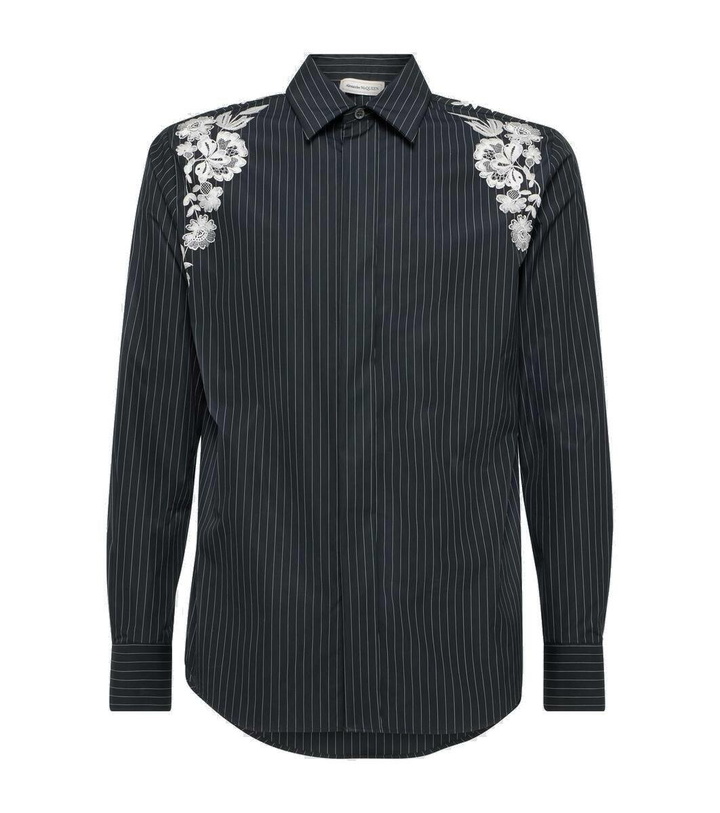 Photo: Alexander McQueen Embroidered pinstripe cotton-blend shirt