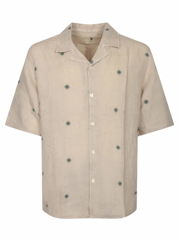 Photo: 120% Lino Beige Linen Shirt With Green Embroidery