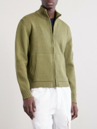 C.P. Company - Logo-Appliquéd Knitted Cotton Zip-Up Cardigan - Green