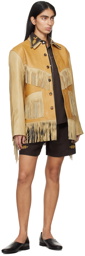 Bode Tan Fringe Duo Leather Jacket