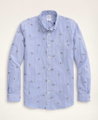 Brooks Brothers Men's Regent Regular-Fit Sport Shirt, Jacquard Sneaker Stripe | Blue