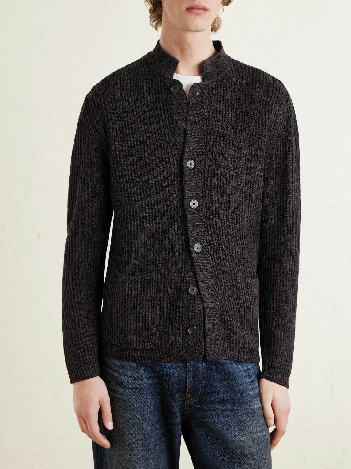 Inis Meáin - Ribbed Linen Cardigan - Brown