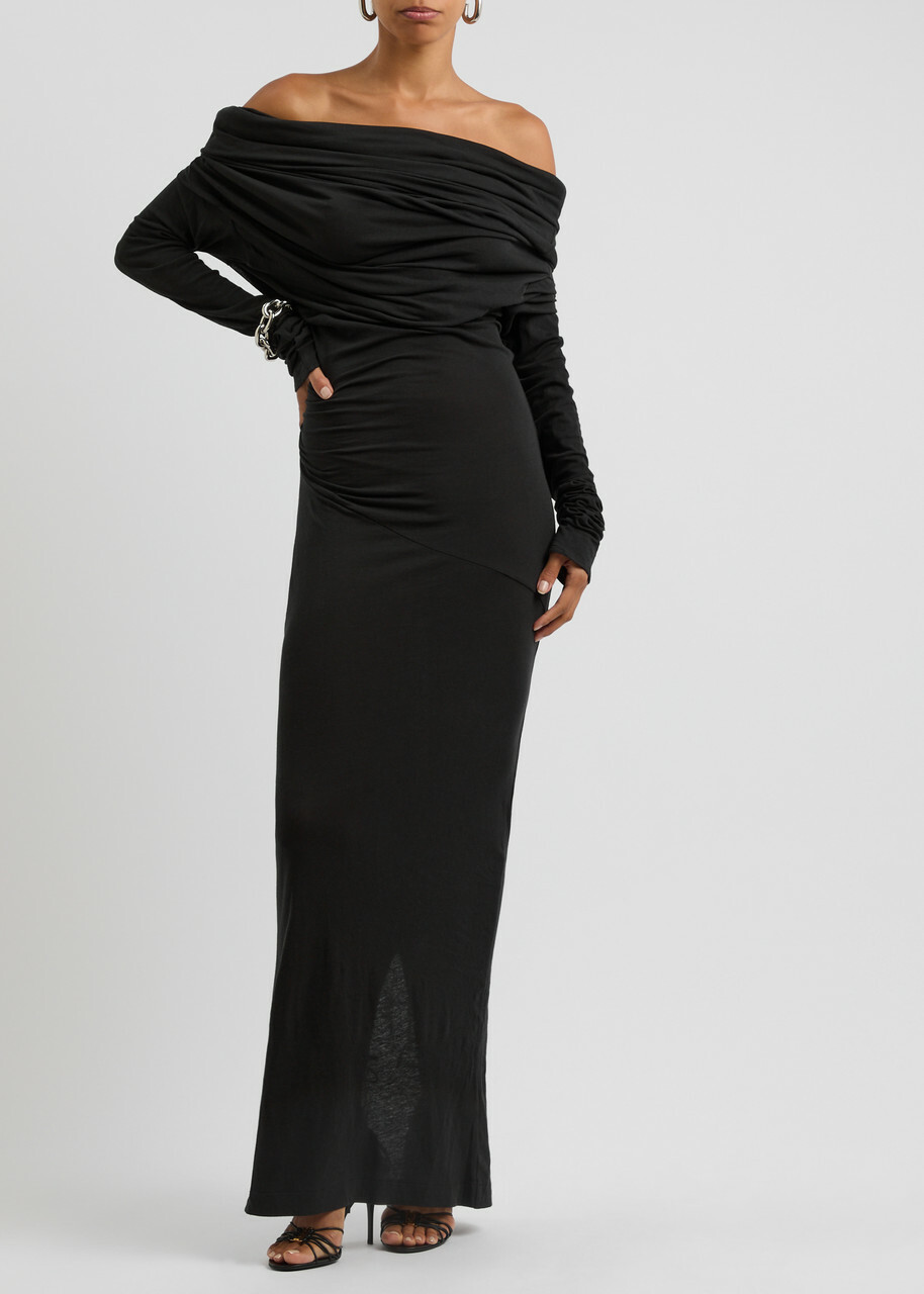 Entire Studios Bound Draped Stretch-cotton Midi Dress Black Entire Studios