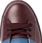 Valentino - Striped Leather Sneakers - Men - Burgundy