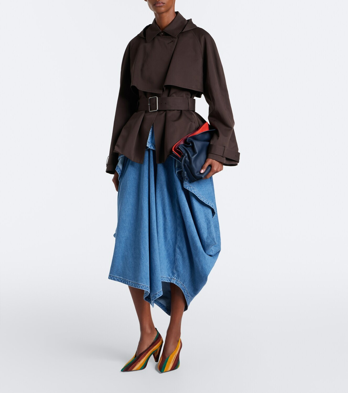 Loewe Origami Cubic striped leather pumps
