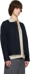 Solid Homme Black Collarless Denim Trucker Jacket