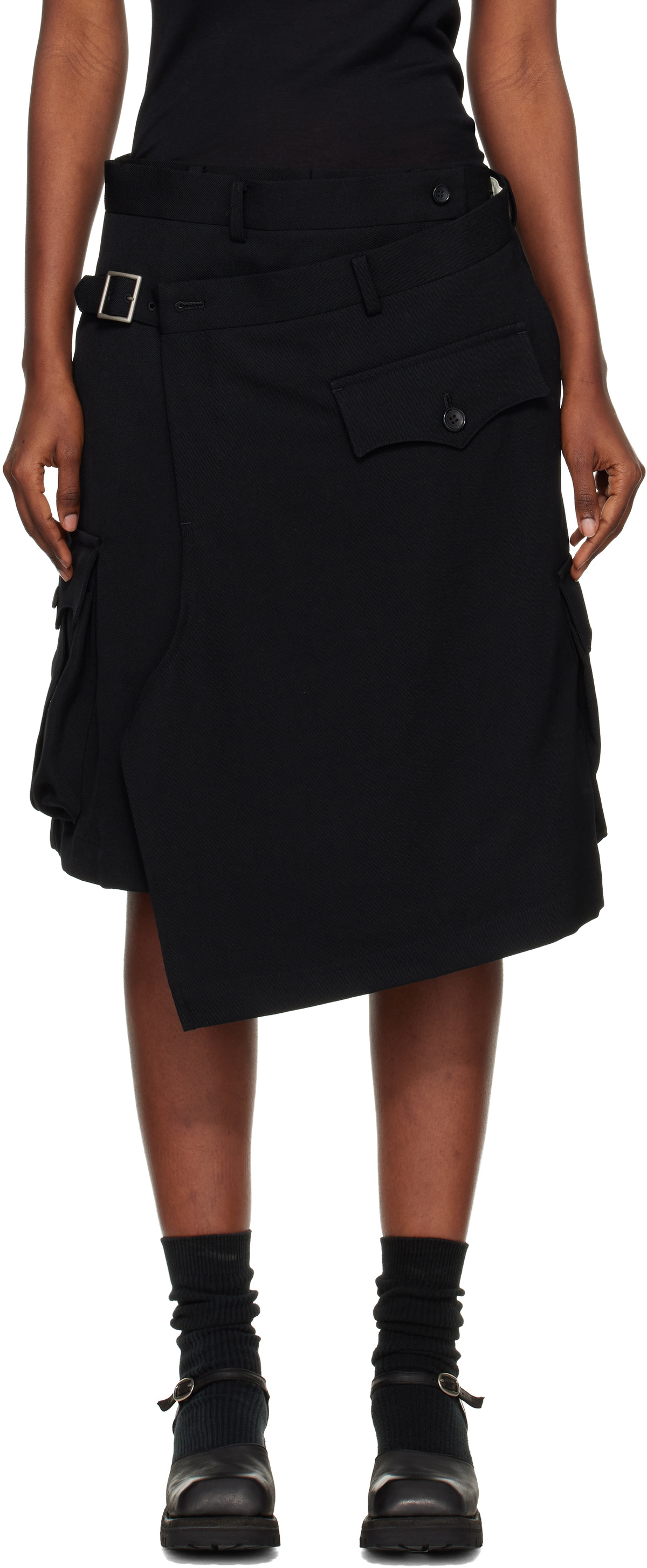 Comme des Garçons Homme Plus Black Wool Thick Gabardine Shorts