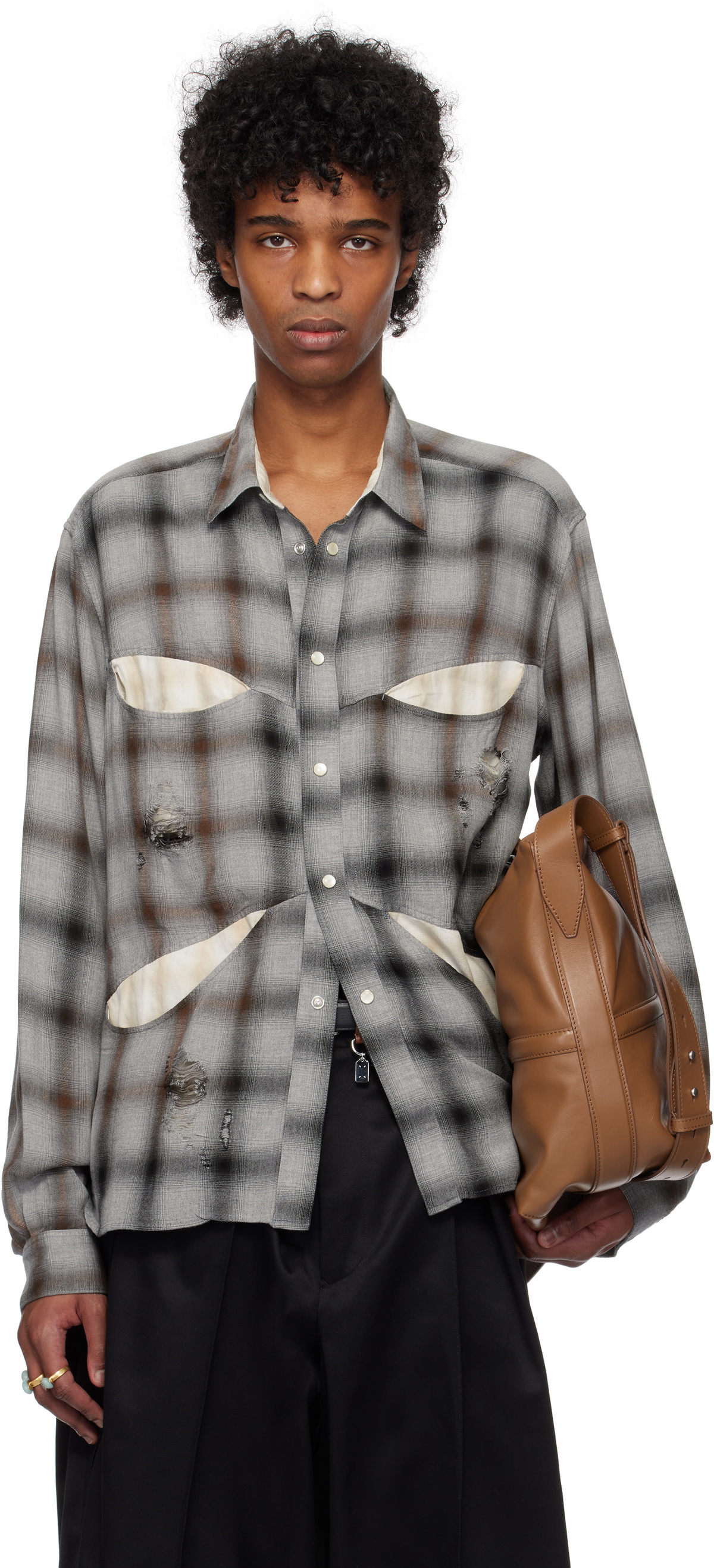 Khoki Gray Vintage-Effect Shirt