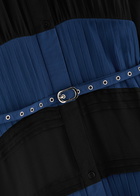 Lovebirds Colour-blocked Belted Silk Midi Shirt Dress Blue