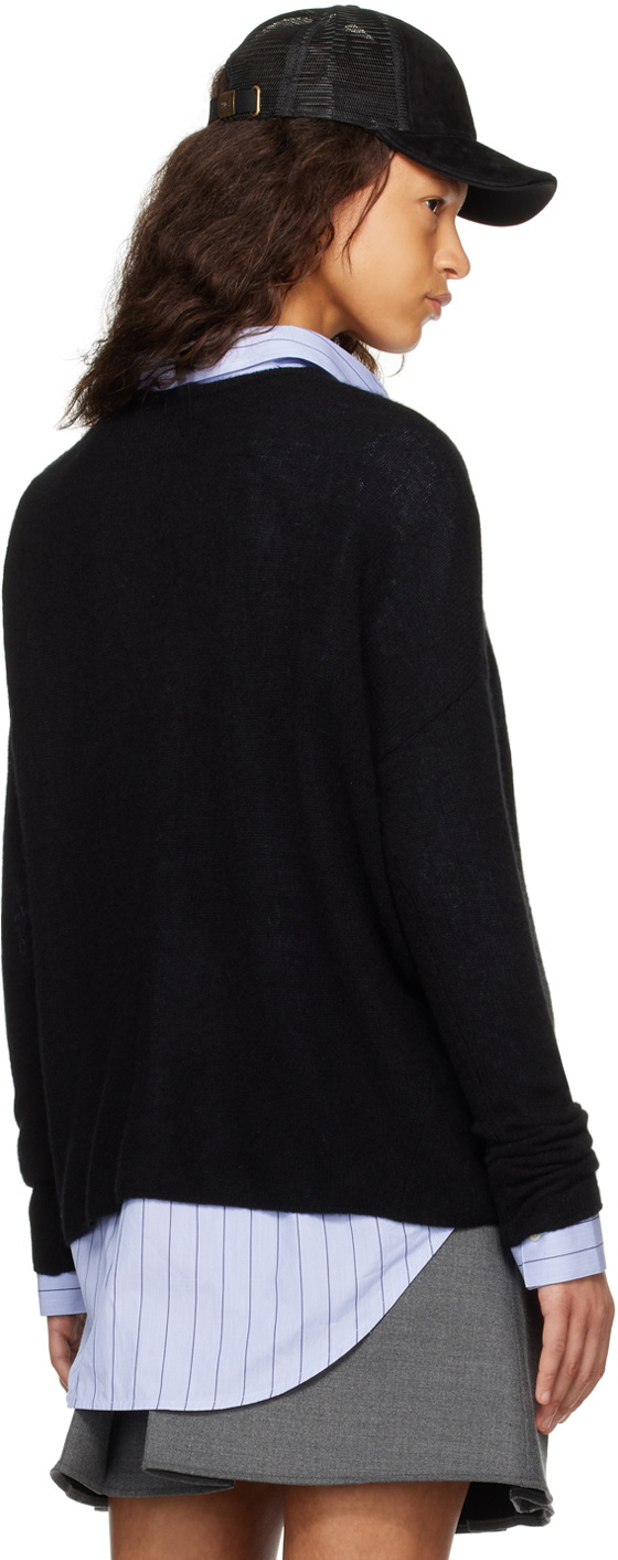 Fax Copy Express Black Plunging V-Neck Sweater