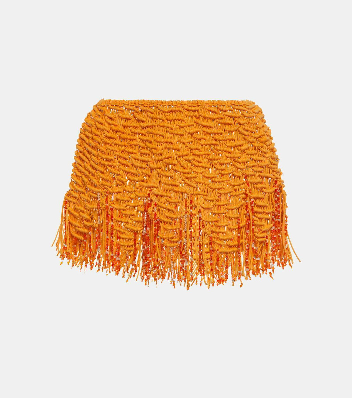 Roberta Einer Beaded fringed cotton miniskirt