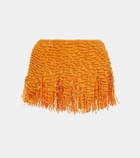 Roberta Einer Beaded fringed cotton miniskirt