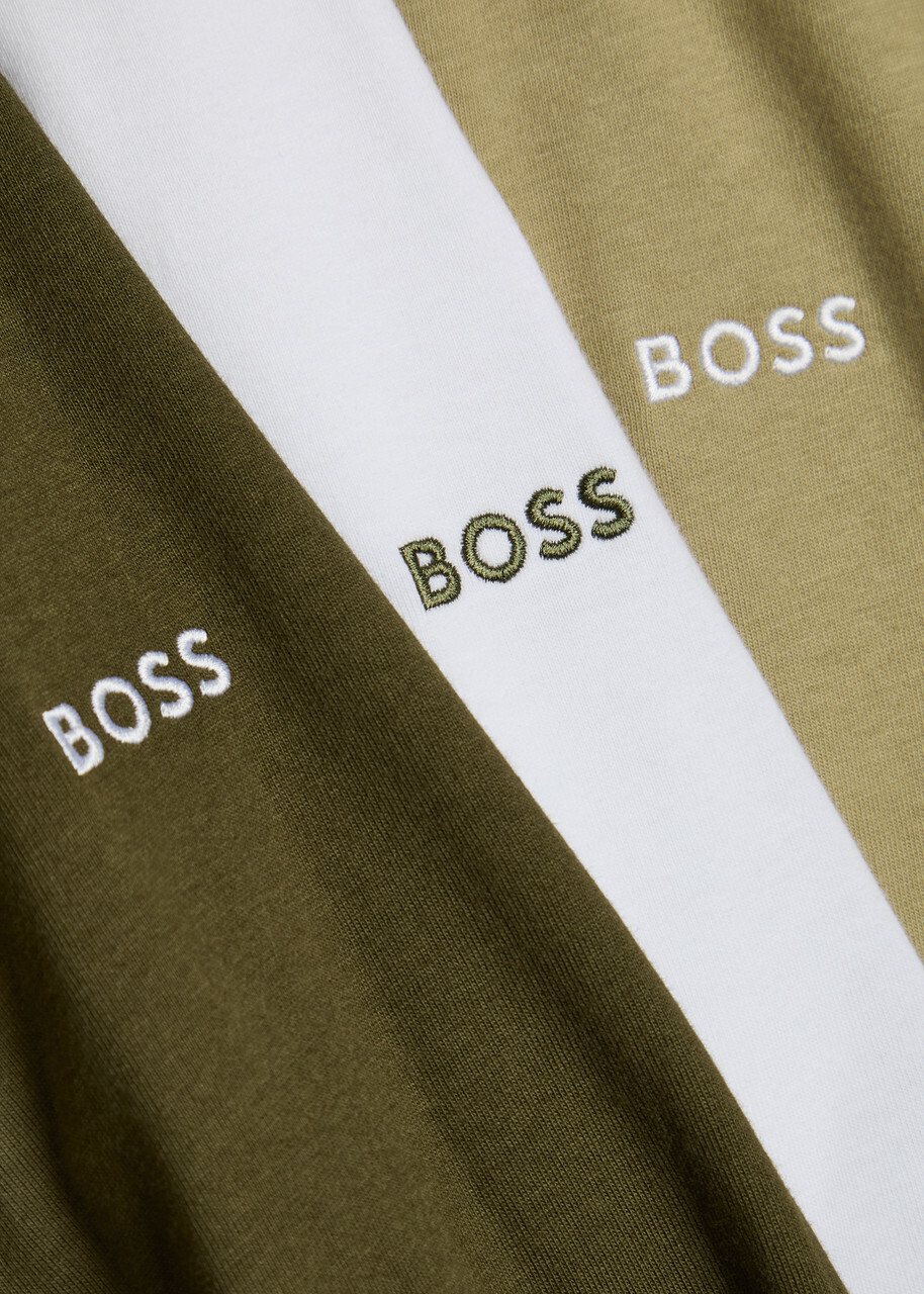 Boss Logo-embroidered Cotton T-shirt set of Three Green