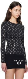 Marine Serre Black Recycled Moon Strass Jersey Second Skin Crewneck T-shirt