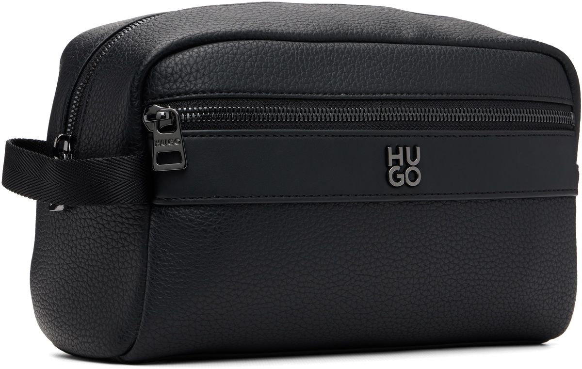 Hugo Black Polished Logo Wash Pouch