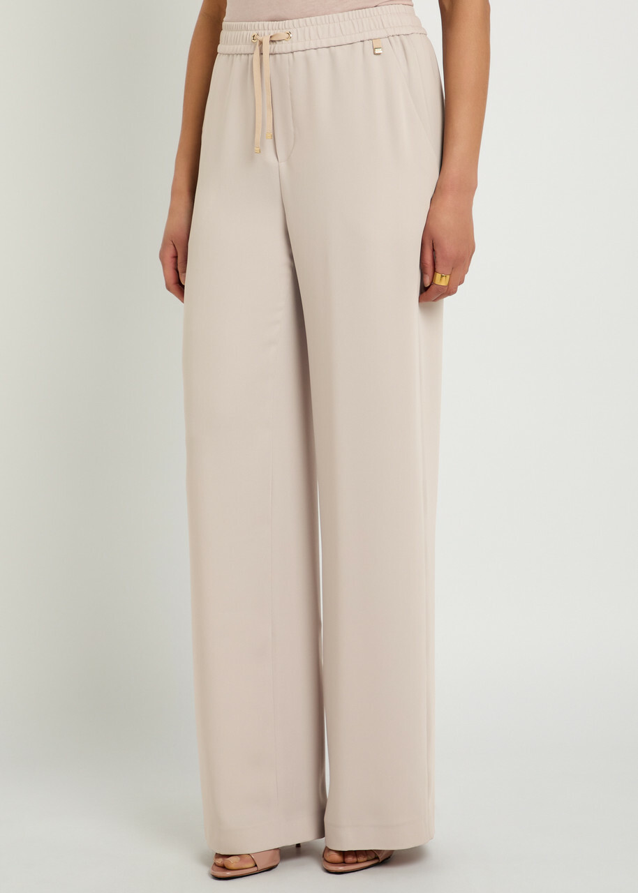 Herno Wide-leg Satin-crepe Trousers Cream