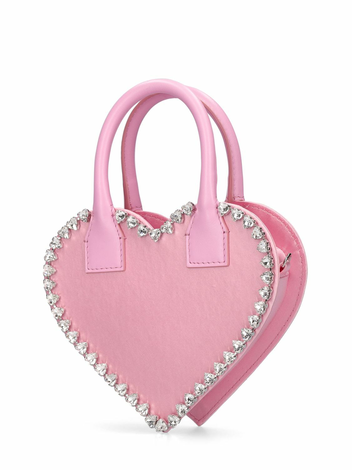 MACH & MACH - Small Audrey Heart Satin Top Handle Bag