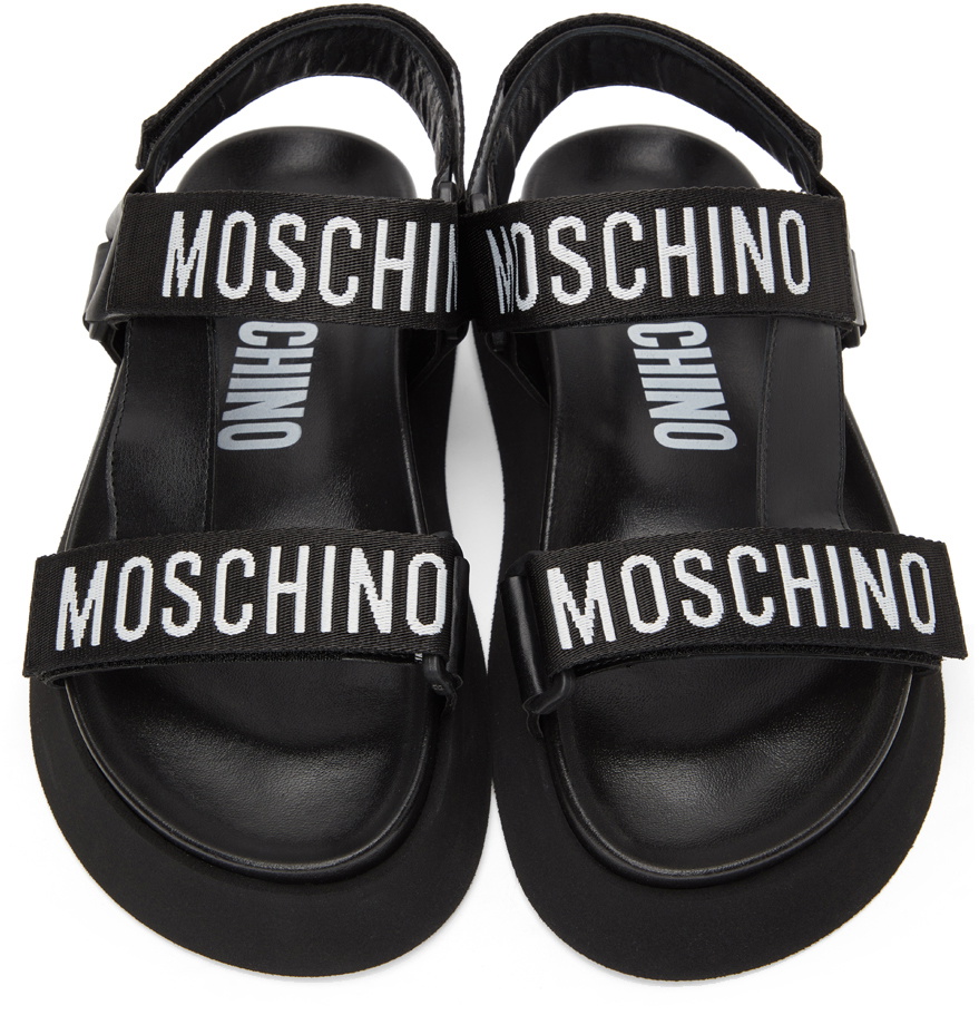 Moschino Black Platform Logo Tape Sandals Moschino