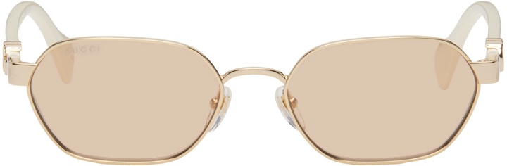 Photo: Gucci Gold & White Round Sunglasses