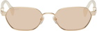 Gucci Gold & White Round Sunglasses