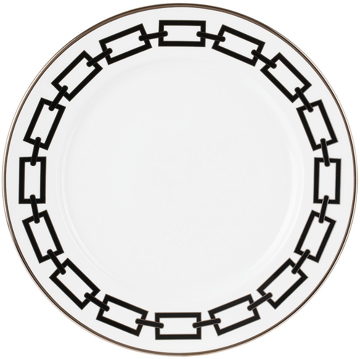 Photo: Ginori 1735 White & Black Catene Dinner Plate