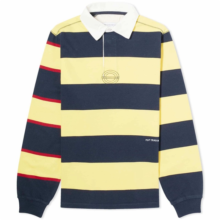 Photo: POP Trading Company Men's Striped Logo Rugby Polo Shirt Sweat in Snapdragon