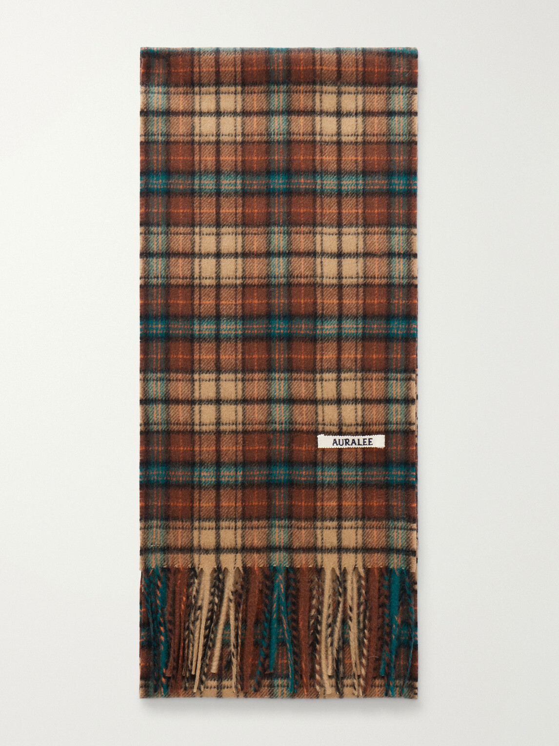 Auralee - Fringed Checked Cashmere Scarf - Brown Auralee