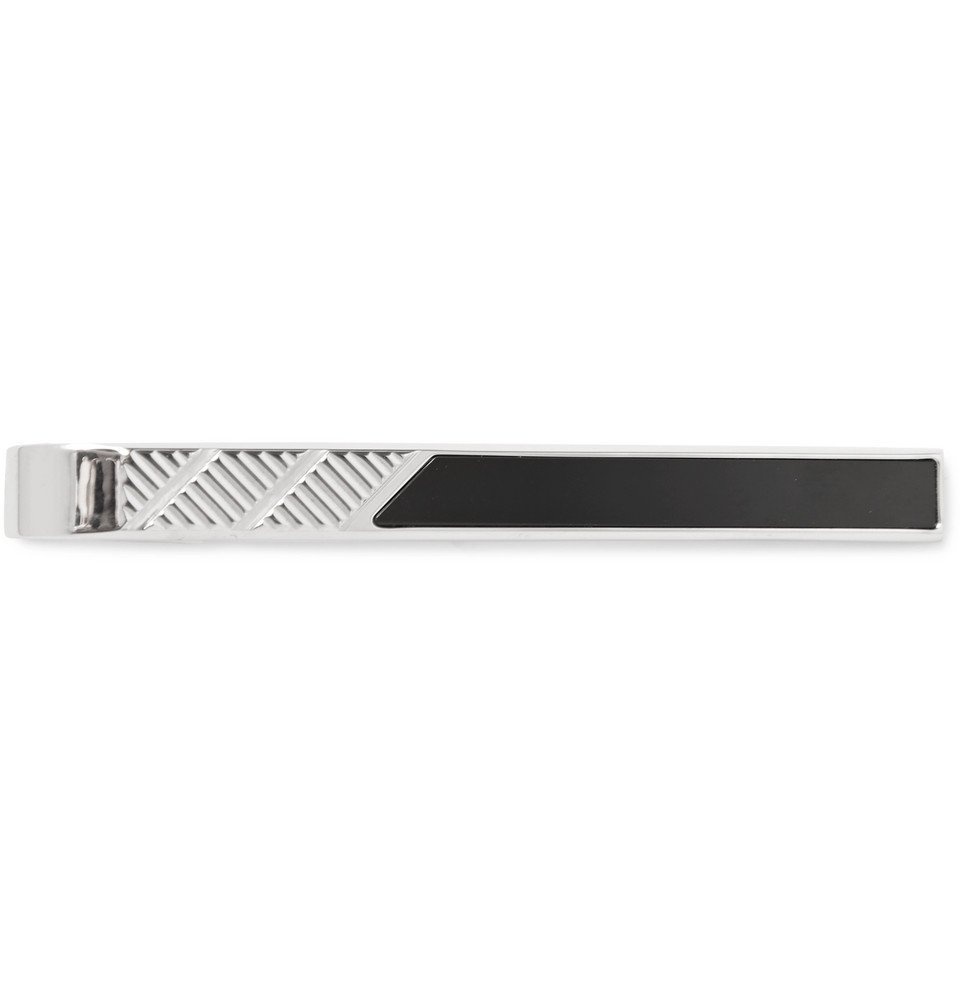 Burberry Mother of Pearl Inlay Silver Tone Tie Bar Clip Burberry