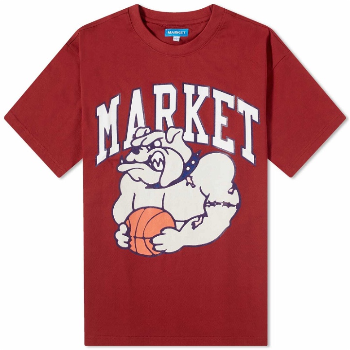 Photo: MARKET Men's Bulldogs T-Shirt in Dragon Fruit