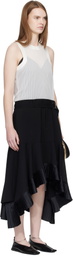 sacai Black & Off-White Suiting Satin Midi Dress