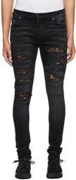 AMIRI Black Leopard Thrasher Jeans