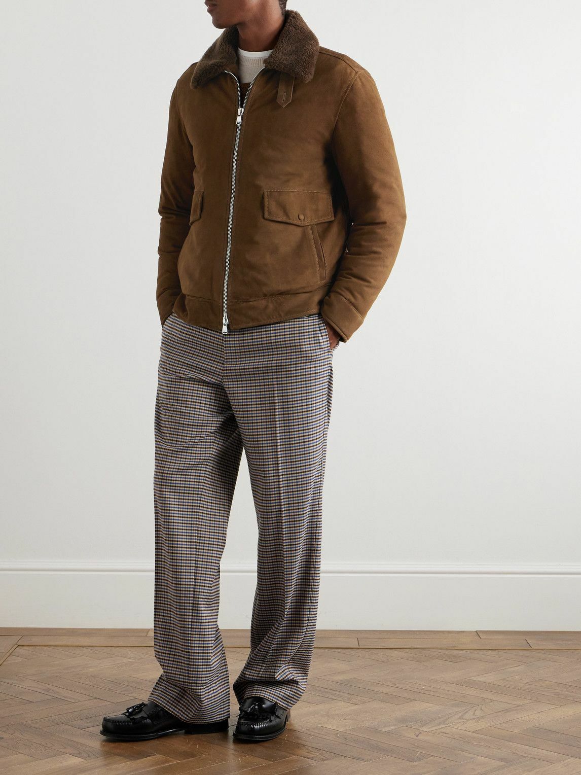 Valstar - Shearling-Trimmed Suede Down Jacket - Brown Valstarino Valstar - Shearling-Trimmed Suede Down Jacket - Brown Valstarino