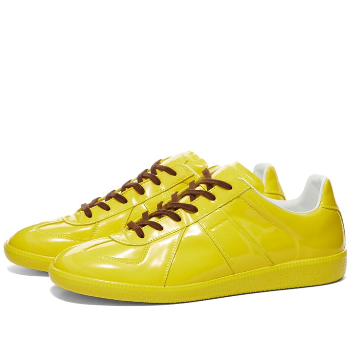 Photo: Maison Margiela Men's Replica Rubberised Leather Sneakers in Spectra Yellow