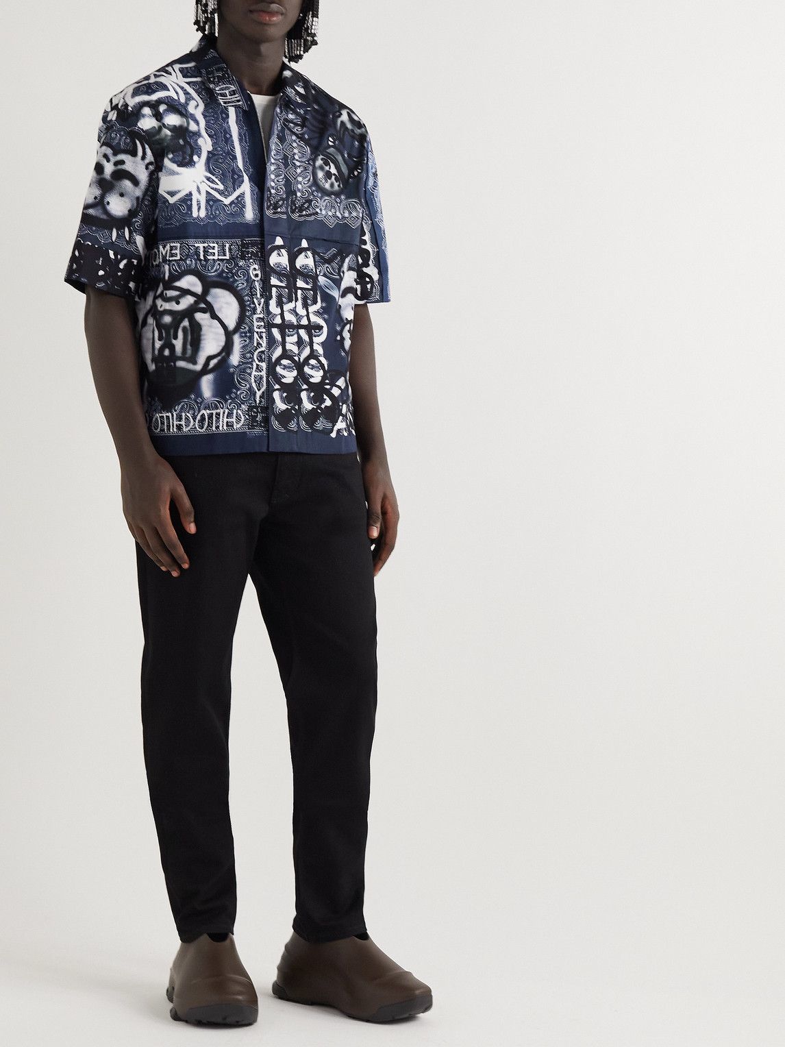 Givenchy - Chito Printed Cotton-Poplin Zip-Up Shirt - Blue Givenchy