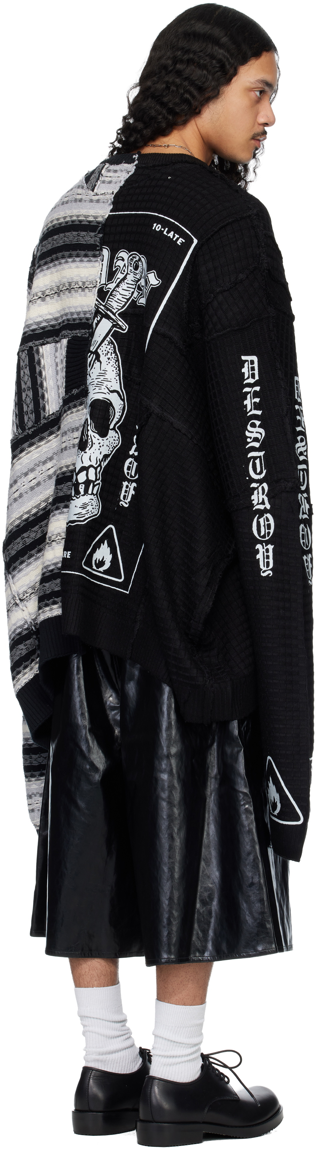LU'U DAN Black & Gray Down Cycled Sweater