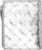Bottega Veneta Silver Intrecciato Small Bi-Fold Wallet
