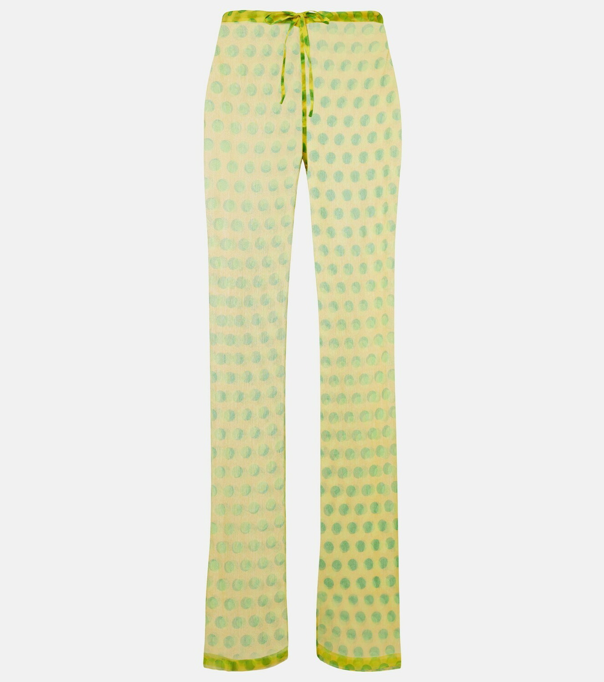 Dries Van Noten Polka-dot silk straight pants