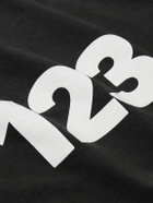 RRR123 - Logo-Print Embroidered Cotton-Jersey T-Shirt - Black