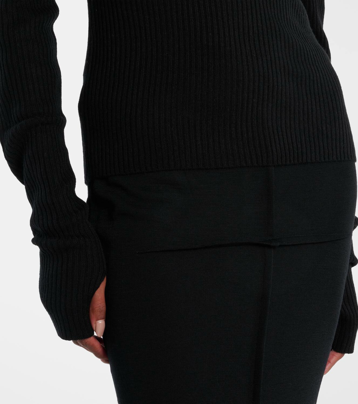 Didu Cutout ribbed-knit turtleneck top