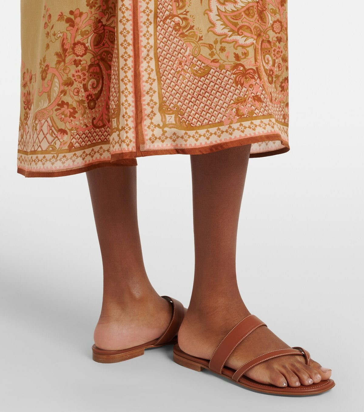 Zimmermann Belted printed silk midi dress