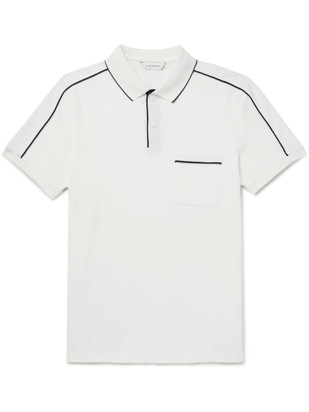 Photo: CLUB MONACO - Contrast-Tipped Stretch-Cotton Piqué Polo Shirt - White